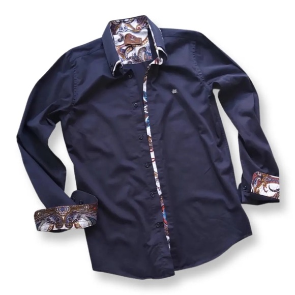 Etro Milano Vintage Navy Blue Button Front Men's Shirt,Size S - Picture 3 of 9
